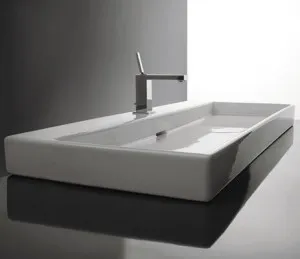 Studio Bagno Berlin One Bench or Wall Basin with 1 Tap Hole - Gloss White URB0700L-1 by Studio Bagno, a Basins for sale on Style Sourcebook
