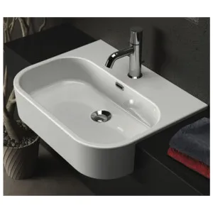 Studio Bagno Syesis Semi Recessed Basin with 1 Tap Hole - Gloss White SYN56-1 SYN561 by Studio Bagno, a Basins for sale on Style Sourcebook