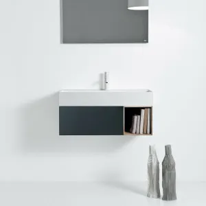 Falper Matt Grey Quattro Zero 800mm Basin with Integrated Grey and Oak Cabinet - 652919 by Falper, a Vanities for sale on Style Sourcebook