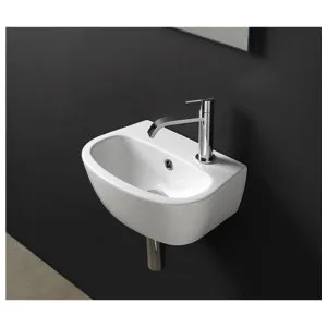 Studio Bagno Mini Milk Left Bench or Wall Basin with 1 Tap Hole - Gloss White 001311A by Studio Bagno, a Basins for sale on Style Sourcebook