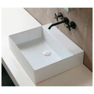 Studio Bagno Shard 50 Bench or Wall Basin with 1 Tap Hole - Gloss White SHA50-1 SHA50/1 by Studio Bagno, a Basins for sale on Style Sourcebook