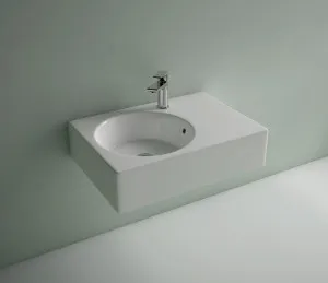 Studio Bagno Edge MK2 Round Left Bench or Wall Basin with 1 Tap Hole - Gloss White EDGEMK2RL-1 by Studio Bagno, a Basins for sale on Style Sourcebook