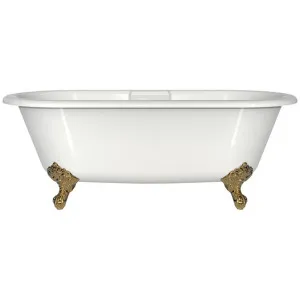 Victoria + Albert Cheshire Clawfoot Freestanding Bath - Gloss White with Polished Brass Feet CHENSWNOFTCHEPB by Victoria + Albert, a Bathtubs for sale on Style Sourcebook