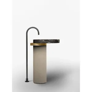 Falper Eccentrico Freestanding Basin Pietra Grey Marble with Acacia Pedestal WN7AASAMI by Falper, a Basins for sale on Style Sourcebook