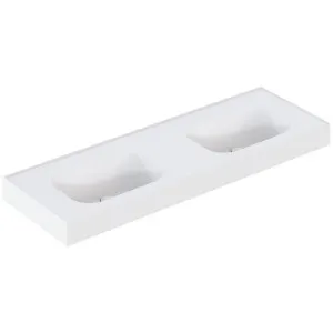 Omvivo Mia 1500 Wall Hung or Countertop Double Basin 6TH Matte White MIAVSS1500DB-6TH by Omvivo, a Basins for sale on Style Sourcebook