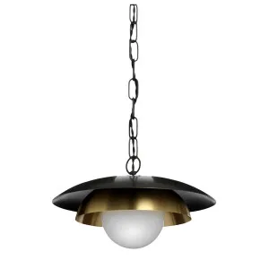 CTO Lighting Carapace Pendant Light with Chain - Bronze and Satin Brass with Opal Glass CARPEOBZGOCN by CTO Lighting, a Lighting for sale on Style Sourcebook