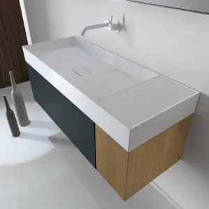 Falper Matt Grey Quattro Zero 1200mm Basin with Side Countertop and Integrated Oak Cabinet - 3752001241 by Falper, a Vanities for sale on Style Sourcebook