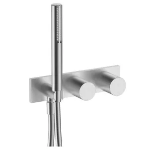 Fantini Milano Wall Shower Diverter Mixer with Handshower - Brushed Stainless Steel 3193E584B-2200D184 by Fantini, a Showers for sale on Style Sourcebook