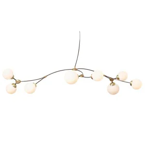CTO Lighting Ivy Horizontal 8 Pendant Light - Bronze and Satin Brass with Opal Glass Shades IVYPE8BZGO by CTO Lighting, a Lighting for sale on Style Sourcebook