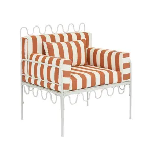 Wira Arm Chair Outdoor Iron Terracotta/White Stripe Cushions by Florabelle Living, a Chairs for sale on Style Sourcebook