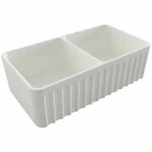 Turner Hastings Novi 85 x 46 Fine Fireclay Double Bowl Butler Sink Matte White NO853FS-MW by Turner Hastings, a Kitchen Sinks for sale on Style Sourcebook