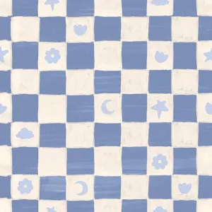 Starflower Chess Blue Wallpaper by Urban Road, a Wallpaper for sale on Style Sourcebook