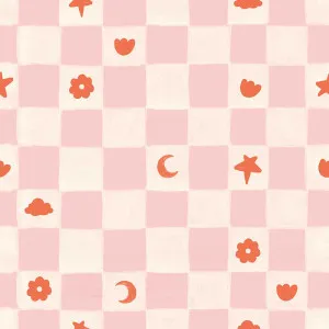 Starflower Chess Pink Wallpaper by Urban Road, a Wallpaper for sale on Style Sourcebook