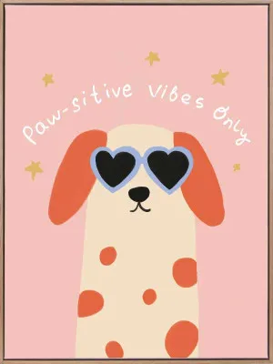 Pawsitive Vibes Only Pink Canvas Art Print by Urban Road, a Prints for sale on Style Sourcebook