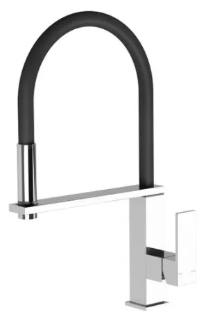 Vezz Square Flexible Hose Sink Mixer With Black Hose 5Star Lead Free | Made From Brass In Chrome Finish/Black By Phoenix by PHOENIX, a Kitchen Taps & Mixers for sale on Style Sourcebook