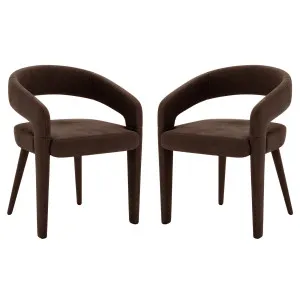 Eisha Velvet Dining Chair Set of 2 in Deep Mocha Brown by Luxo Furniture, a Dining Chairs for sale on Style Sourcebook