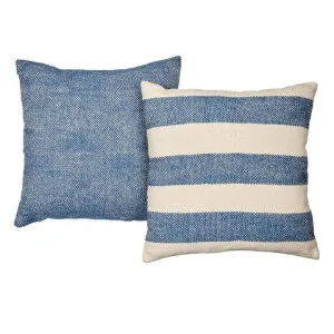 Accessorize Basket Weave and Hickory Natural Blue 45x45cm Filled Cushion - 2 Pack by null, a Cushions, Decorative Pillows for sale on Style Sourcebook