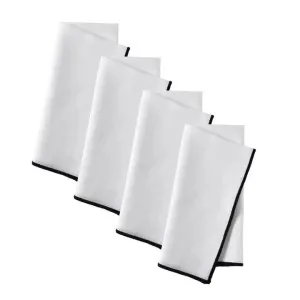 Vintage Design Atelier White with Black Edge Linen Cotton Napkins Set of 4 by null, a Napkins for sale on Style Sourcebook