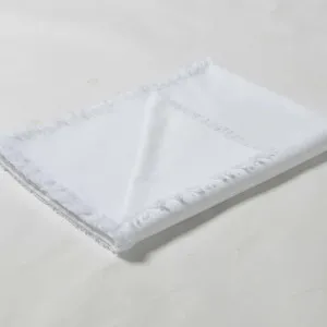 Vintage Design White with Fringe Linen Cotton Tablecloth by null, a Table Cloths & Runners for sale on Style Sourcebook