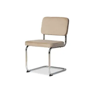 Marcel Chrome Dining Chair - Set of Two - Mushroom - Mocka by Mocka., a Dining Chairs for sale on Style Sourcebook