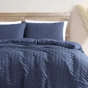 Ardor Boudoir Byron Navy Seersucker Stripes Quilt Cover Set by null, a Quilt Covers for sale on Style Sourcebook