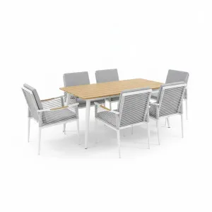 Casara 7 Piece Outdoor Dining Set in White & Grey by Luxo Outdoors, a Tables for sale on Style Sourcebook