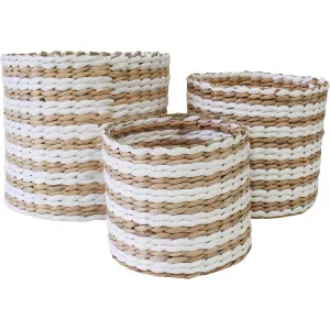 White & Natural Basket/planter Set of 3 by La Vida Trading, a Baskets & Boxes for sale on Style Sourcebook