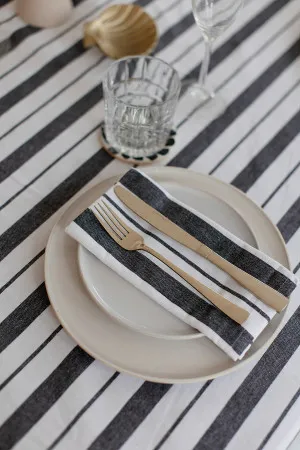 Set of 4 Black French stripe Cotton Napkins by NF Living, a Napkins for sale on Style Sourcebook