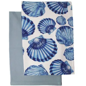 Set of 2 Blue Shell Kitchen Tea Towels by NF Living, a Tea Towels for sale on Style Sourcebook