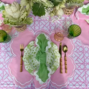Hand Block Printed Rectangular Cotton Tablecloth Lattice Pink 180cm x 280cm by Hutch Accessories, a Table Cloths & Runners for sale on Style Sourcebook
