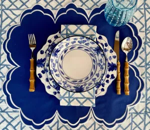Set Of 6 Hand Block Printed Lattice Blue Cloth Napkins by Hutch Accessories, a Napkins for sale on Style Sourcebook