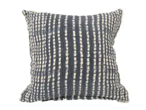 Bondi Ribbed Navy & White Cotton Cushion With Zipper 45X45CM by Robert Mark, a Cushions, Decorative Pillows for sale on Style Sourcebook