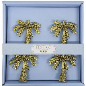 4 Piece Metal Gold Palm Napkin Rings Dining/gatherings/occassions by La Vida Trading, a Napkins for sale on Style Sourcebook