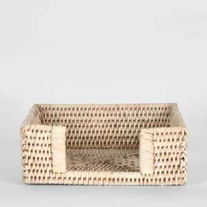 Set of 2 Paume Rattan Square Napkin Box White Wash by Florabelle Living, a Napkins for sale on Style Sourcebook