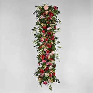 Artificial Flora Floral Runner With Pink, Purple, Beige & Red Roses & Peonies and green leaves by Florabelle Living, a Plants for sale on Style Sourcebook