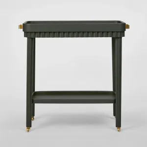 Royce Fluted Oak Bar Cart Black by Florabelle Living, a Sideboards, Buffets & Trolleys for sale on Style Sourcebook