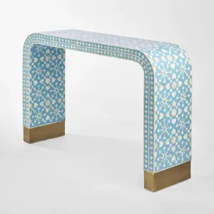Adina Bone Inlay Console Table Aqua White by Florabelle Living, a Console Table for sale on Style Sourcebook