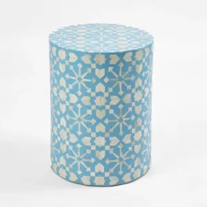 Adina Bone Inlay Side Table Aqua White by Florabelle Living, a Side Table for sale on Style Sourcebook