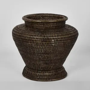 Paume Rattan Flower Urn Small Antique Brown by Florabelle Living, a Vases & Jars for sale on Style Sourcebook