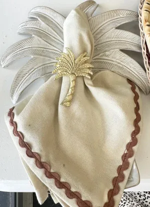 Set of 4 Orla Cotton Napkins Ivory & Russet Trim 40x40cm by Coast to Coast, a Napkins for sale on Style Sourcebook