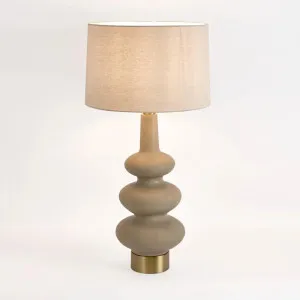 Linden Sandstone Table Lamp & Linen Shade ETA 05/11/2025 by Florabelle Living, a Lamps for sale on Style Sourcebook
