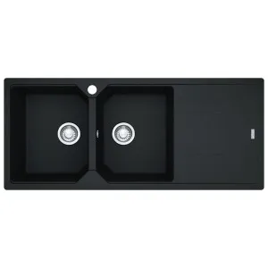 Franke Urban Fragranite Onyx Topmount Double Bowl Sink with Right Hand Drainer by Franke, a Bathroom Fixtures for sale on Style Sourcebook