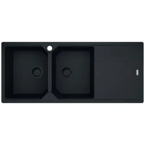 Franke Urban Fragranite Matte Black Topmount Double Bowl Sink with Right Hand Drainer by Franke, a Bathroom Fixtures for sale on Style Sourcebook