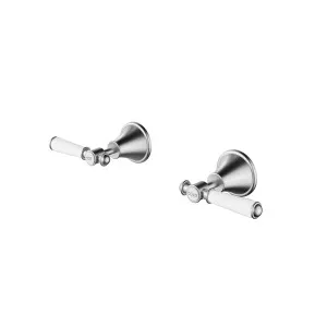 Ikon Clasico Wall Top Assemblies Brushed Nickel - Ceramic Handle by Ikon, a Bathroom Taps & Mixers for sale on Style Sourcebook