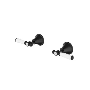 Ikon Clasico Wall Top Assemblies Matte Black - Ceramic Handle by Ikon, a Bathroom Taps & Mixers for sale on Style Sourcebook