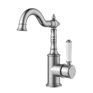 Ikon Clasico Basin Mixer Ceramic Handle Brushed Nickel by Ikon, a Bathroom Taps & Mixers for sale on Style Sourcebook