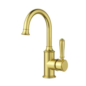 Ikon Clasico Gooseneck Basin Mixer Brushed Gold by Ikon, a Bathroom Taps & Mixers for sale on Style Sourcebook