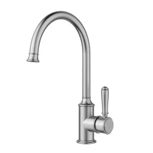 Ikon Clasico Gooseneck Sink Mixer Brushed Nickel by Ikon, a Kitchen Taps & Mixers for sale on Style Sourcebook