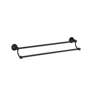 Ikon Clasico Double Towel Rail 600mm Matte Black by Ikon, a Towel Rails for sale on Style Sourcebook