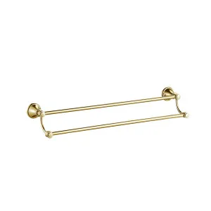 Ikon Clasico Double Towel Rail 600mm Brushed Gold by Ikon, a Towel Rails for sale on Style Sourcebook